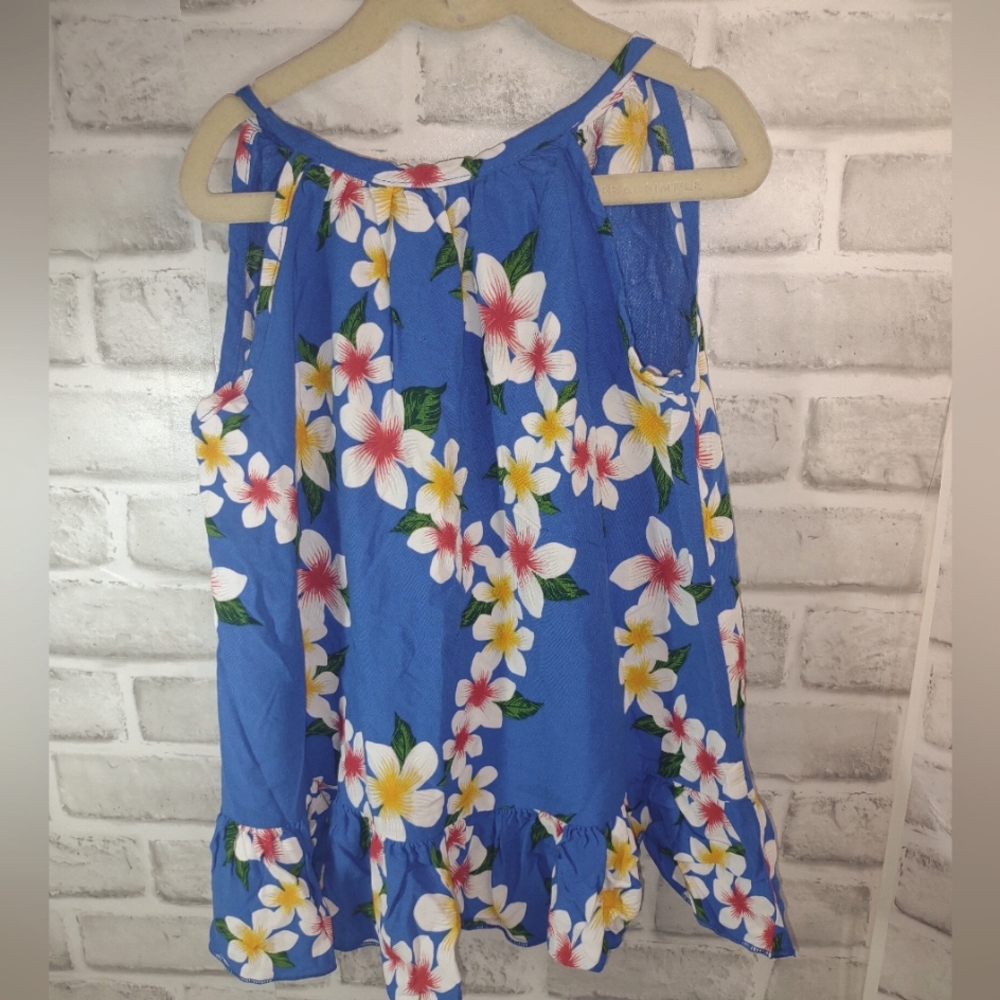 Sz. 4 Floral Blue Sleeveless Dress